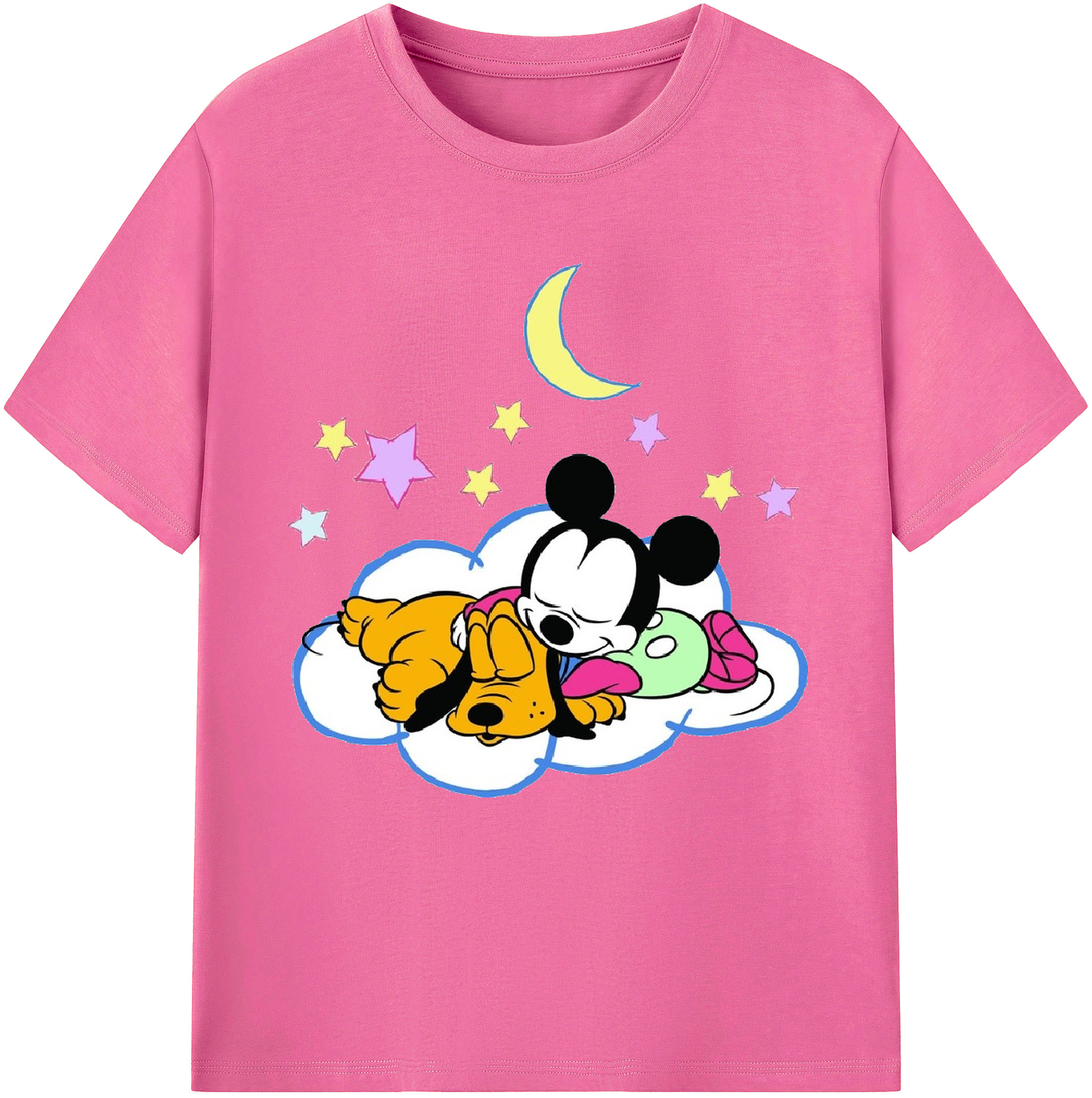 （画像用） ミッキーマウス Mickey Mouse レディースカジュアルプリントTシャツ（綿100％）